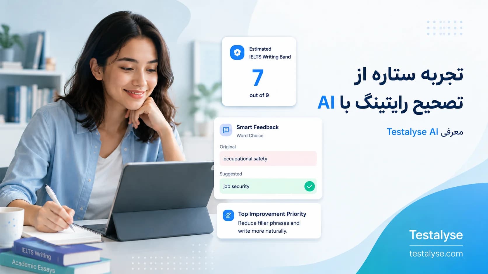 معرفی Testalyse AI؛ تصحیح رایتینگ آیلتس با فیدبک هوشمند و تجربه واقعی ستاره